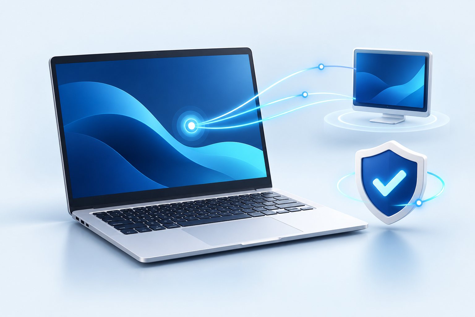 Remote support connecting a laptop and desktop